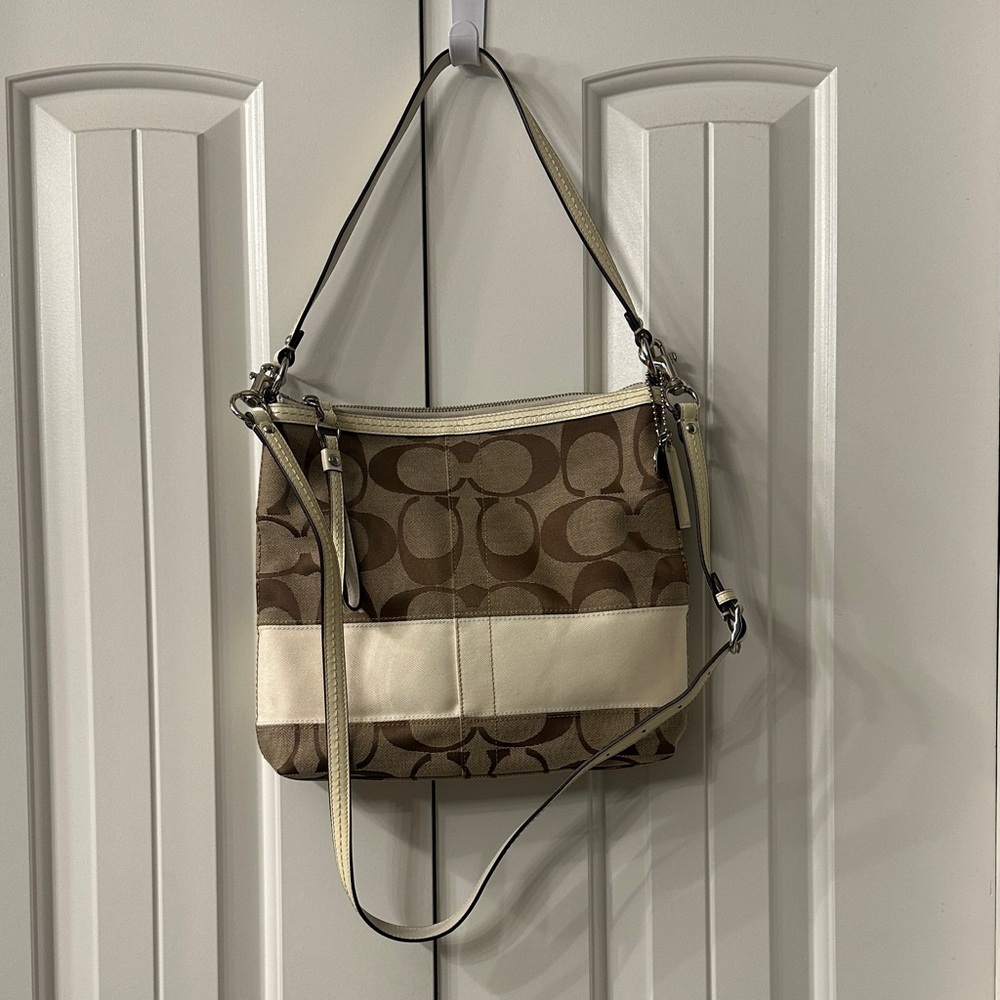 Coach Brown and Cream Shoulder Bag